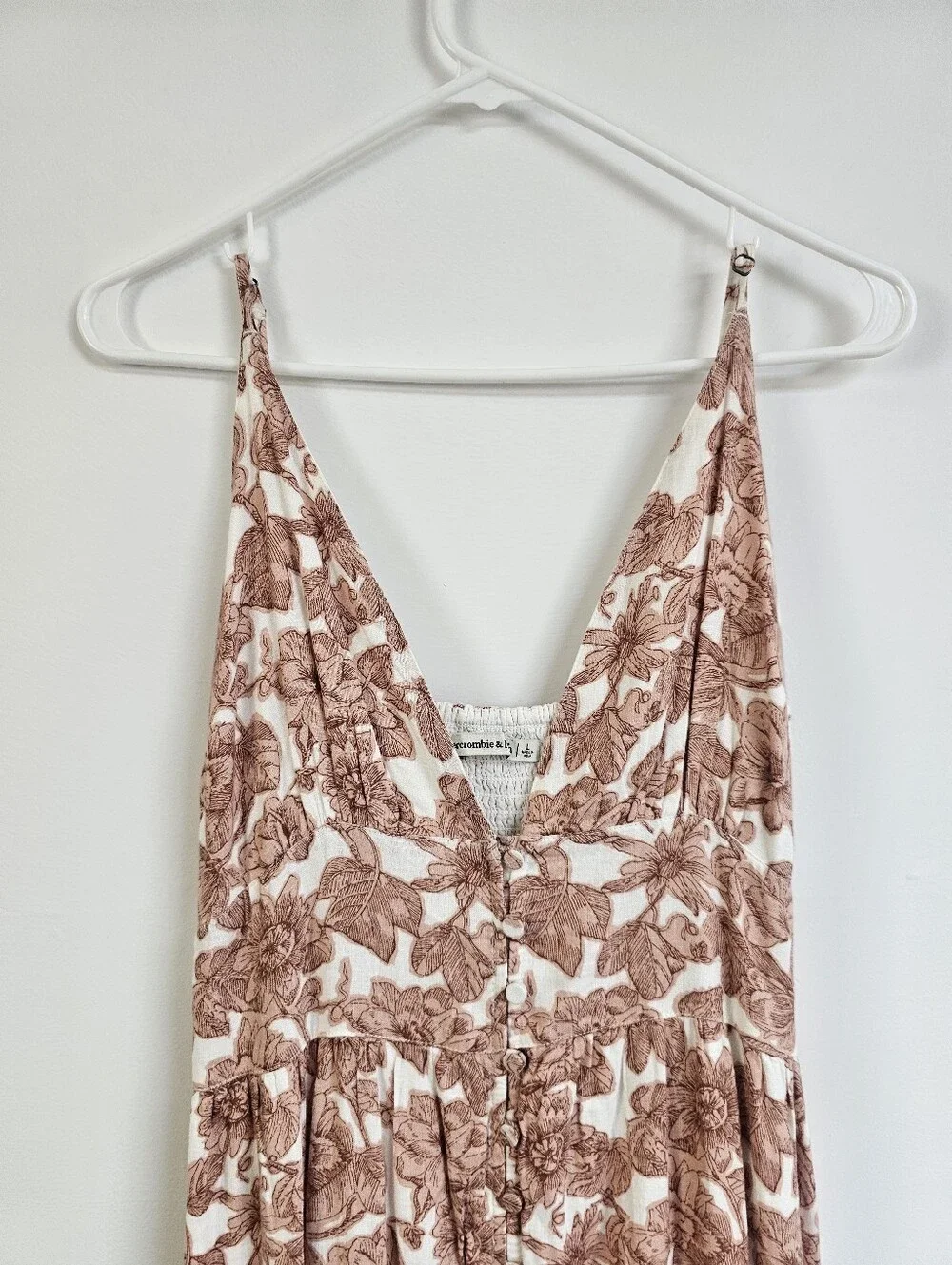 Abercrombie & Fitch Floral Spaghetti Strap Deep V-Neck Button Down Maxi Dress